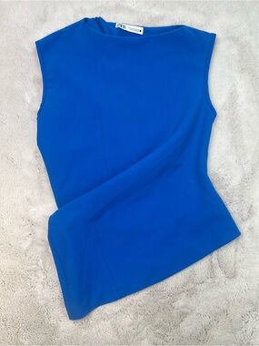 Zara Electric Blue Sleeveless Short Sleeve Top